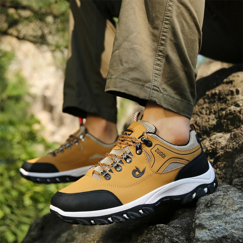 Men’s Leather Casual Sneakers – Lightweight Walking Shoes