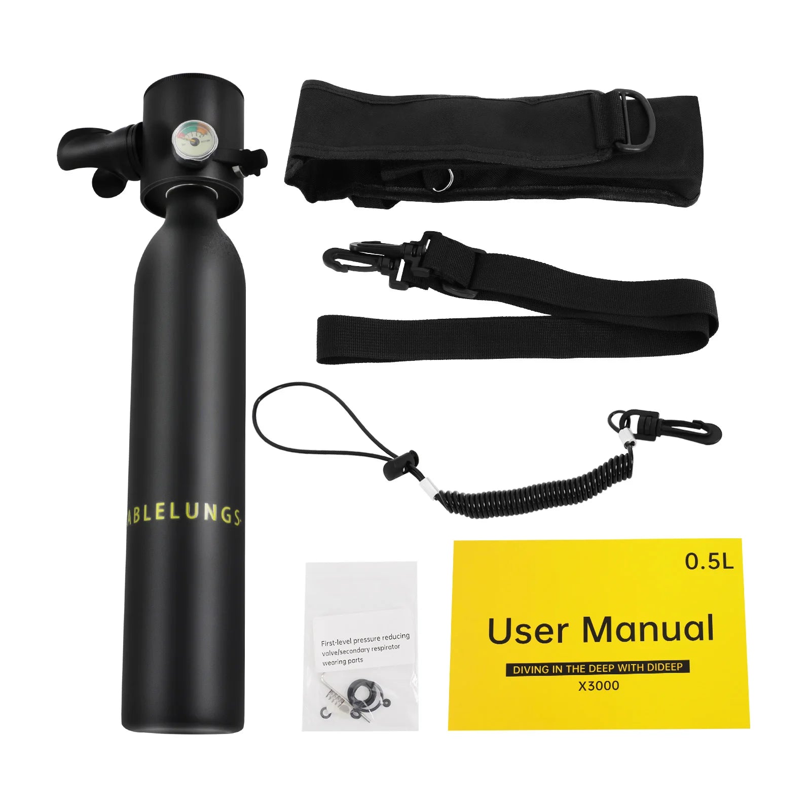 0.5L Mini Scuba Tank – Portable Diving Oxygen Cylinder for 5–10 Min Use
