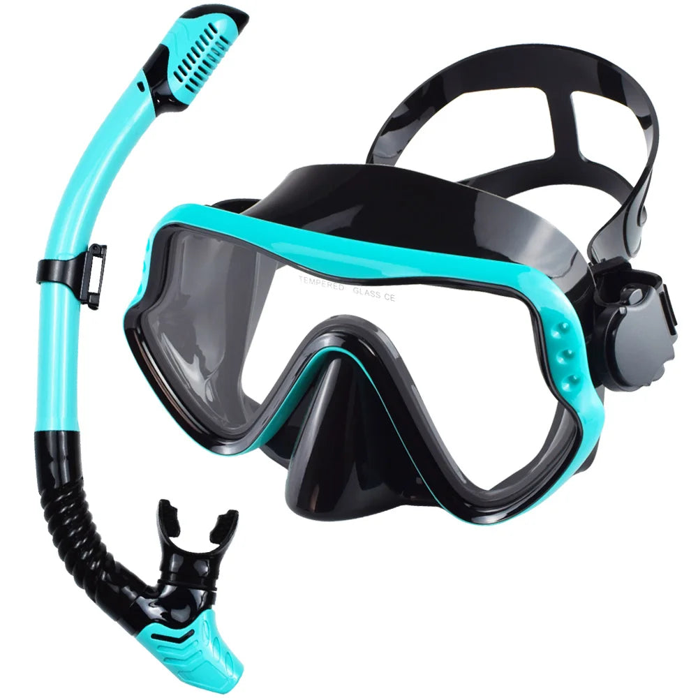 Dry Snorkel Set with Panoramic Mask – Professional Diving Gear for Adults