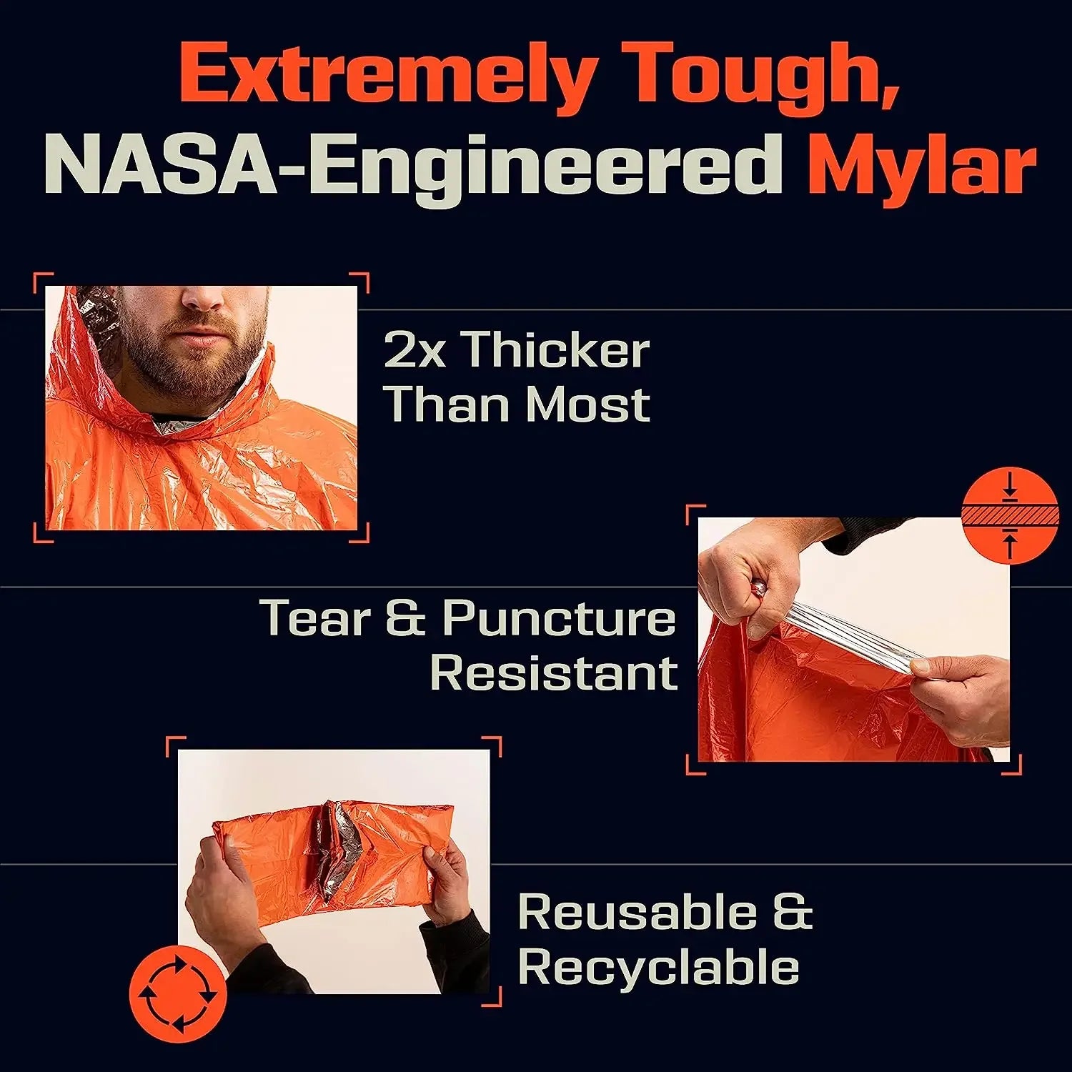 Emergency Survival Poncho – Waterproof Thermal Space Blanket