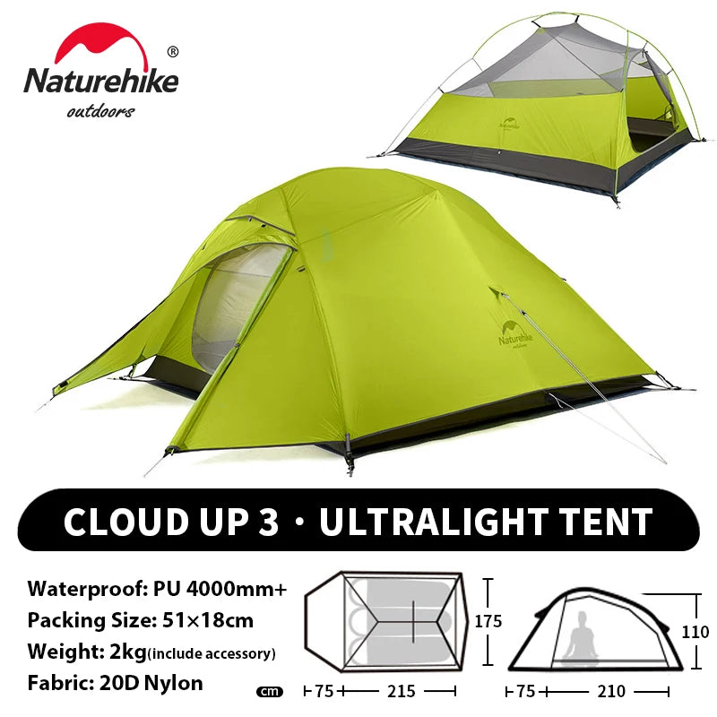 Naturehike 2-Person Waterproof Trekking Tent – Lightweight 3-Season Outdoor Shelter
