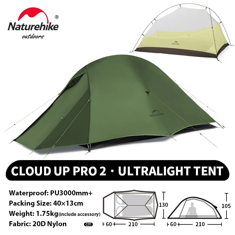 Naturehike 2-Person Waterproof Trekking Tent – Lightweight 3-Season Outdoor Shelter