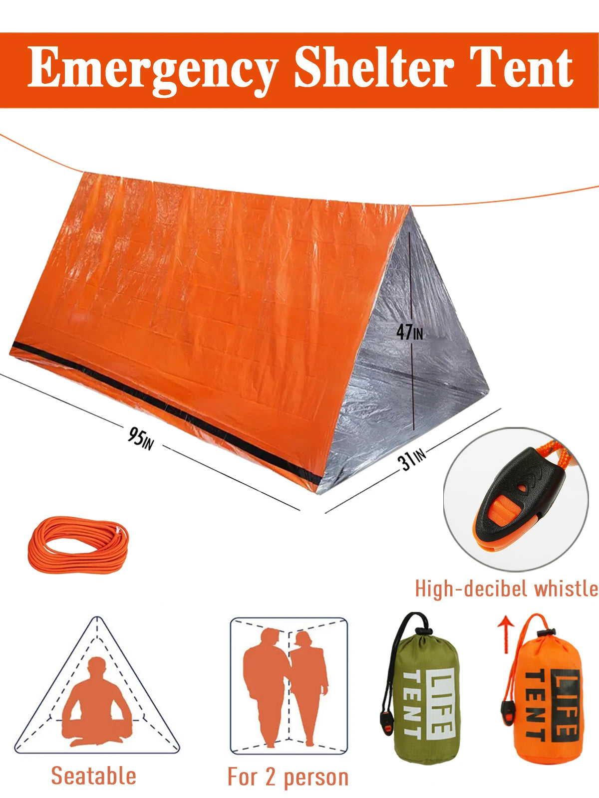 2-Person Waterproof Emergency Tent – Portable Camping Shelter