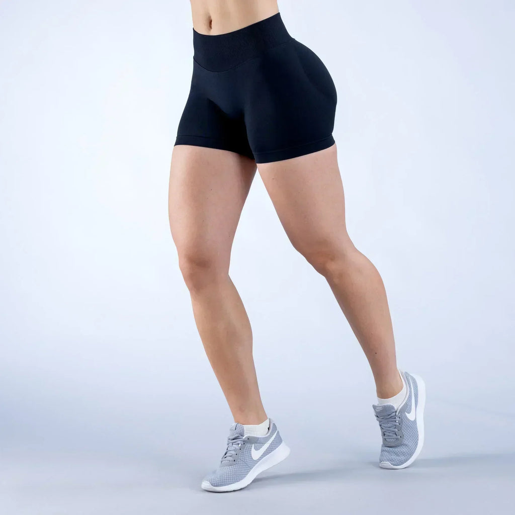 High-Waist Summer Yoga Shorts – Solid Color Fitness Leggings