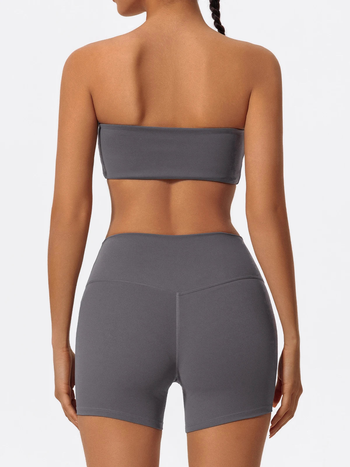 Two-Piece Women’s Fitness Set – Strapless Sports Bra & Gym Crop Top