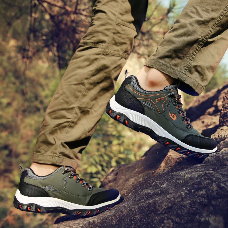 Men’s Leather Casual Sneakers – Lightweight Walking Shoes