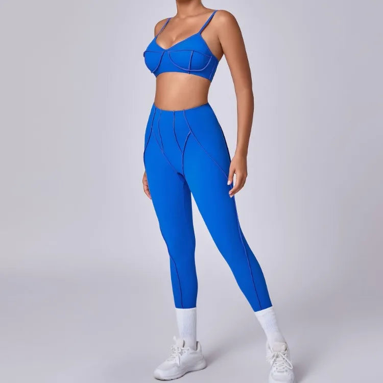 Seamless Yoga Set – High-Waist Leggings & Backless Sports Bra