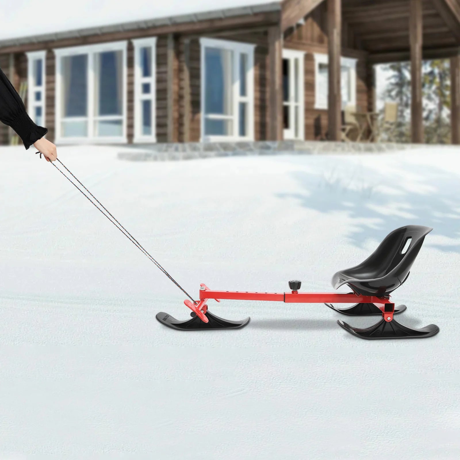 Snow Racer PE Triangular Ski Scooter – Red & Black, Ages 3+
