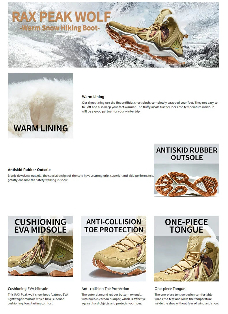 Waterproof Winter Hiking Shoes – Men’s Outdoor Snow Boots