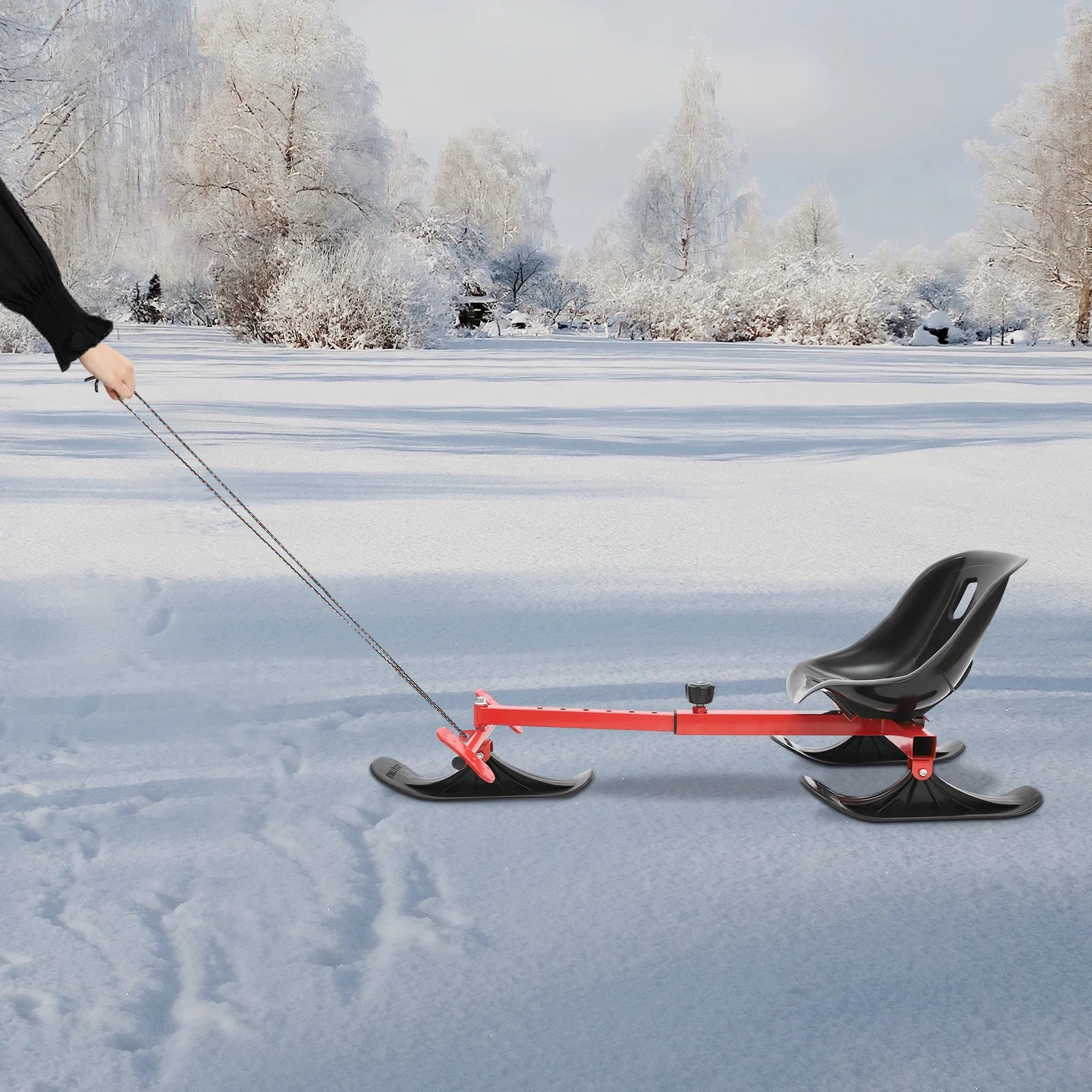 Snow Racer PE Triangular Ski Scooter – Red & Black, Ages 3+