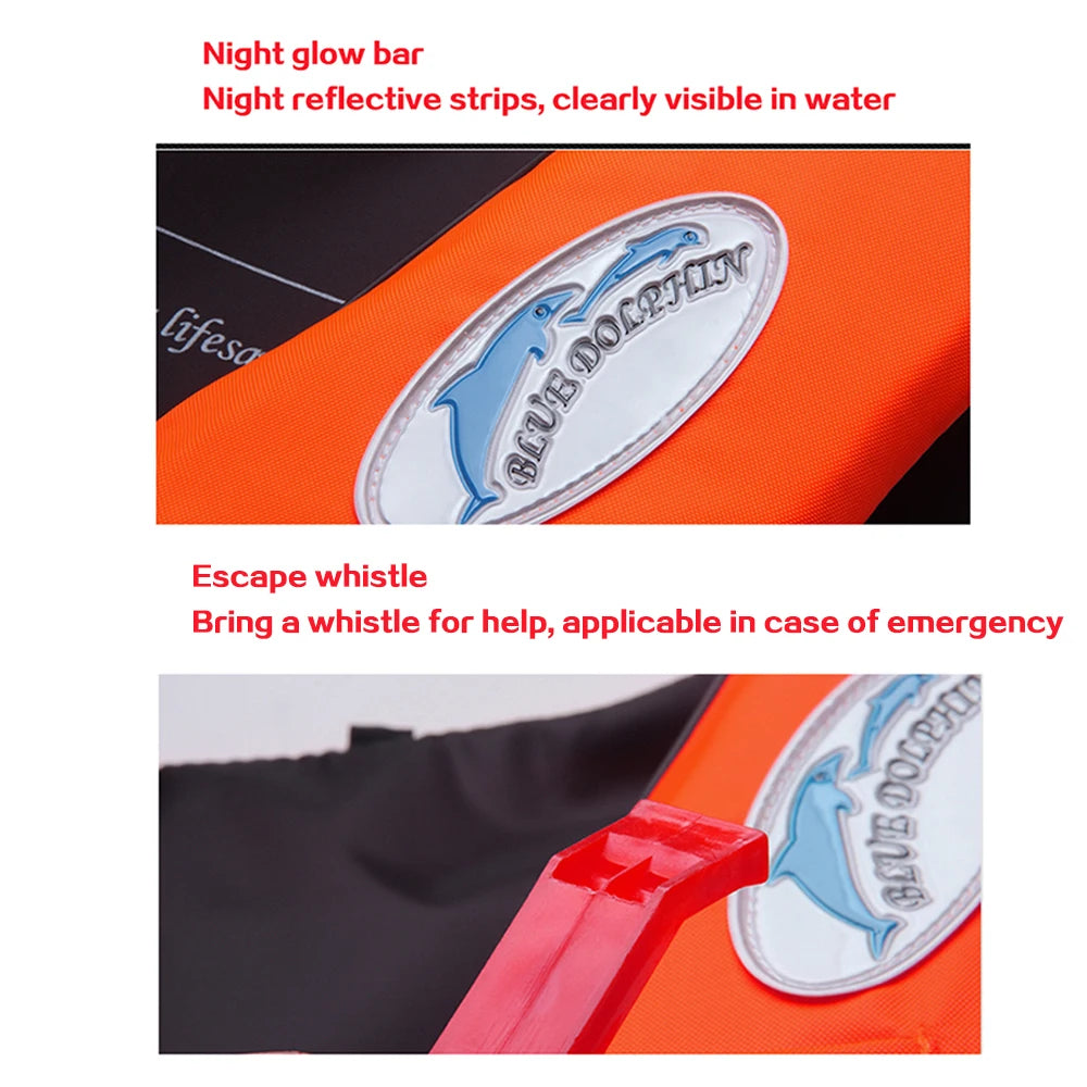 Adjustable Adult & Kids Swimming Life Jacket – Safety Vest with Whistle