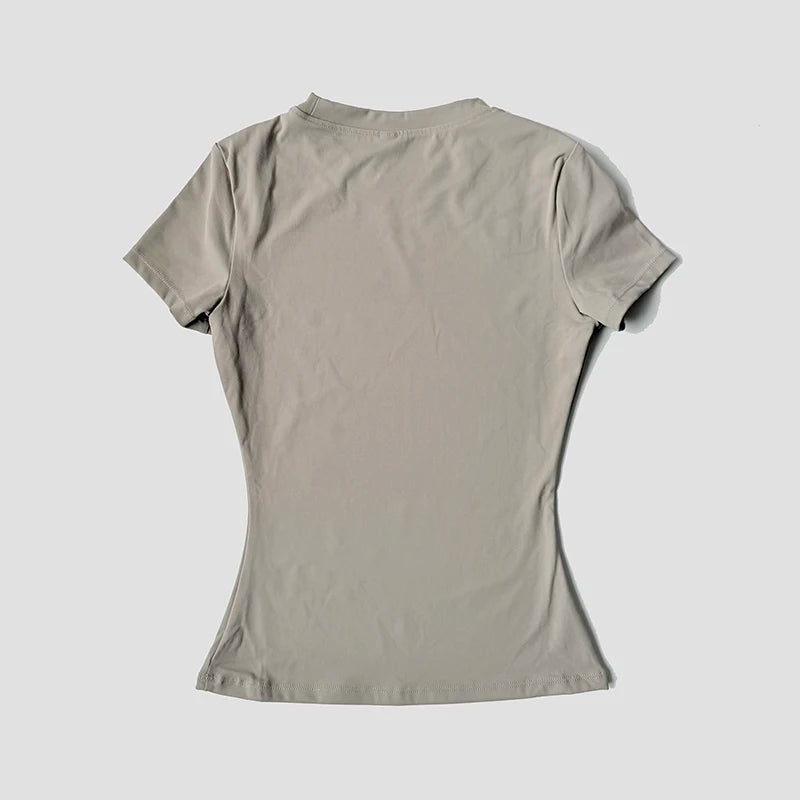 Women’s Seamless Yoga Set – Short Sleeve Crop Top & High-Waist Gym Shorts