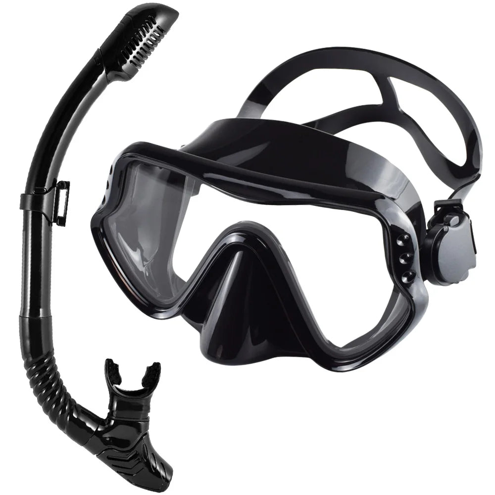Dry Snorkel Set with Panoramic Mask – Professional Diving Gear for Adults