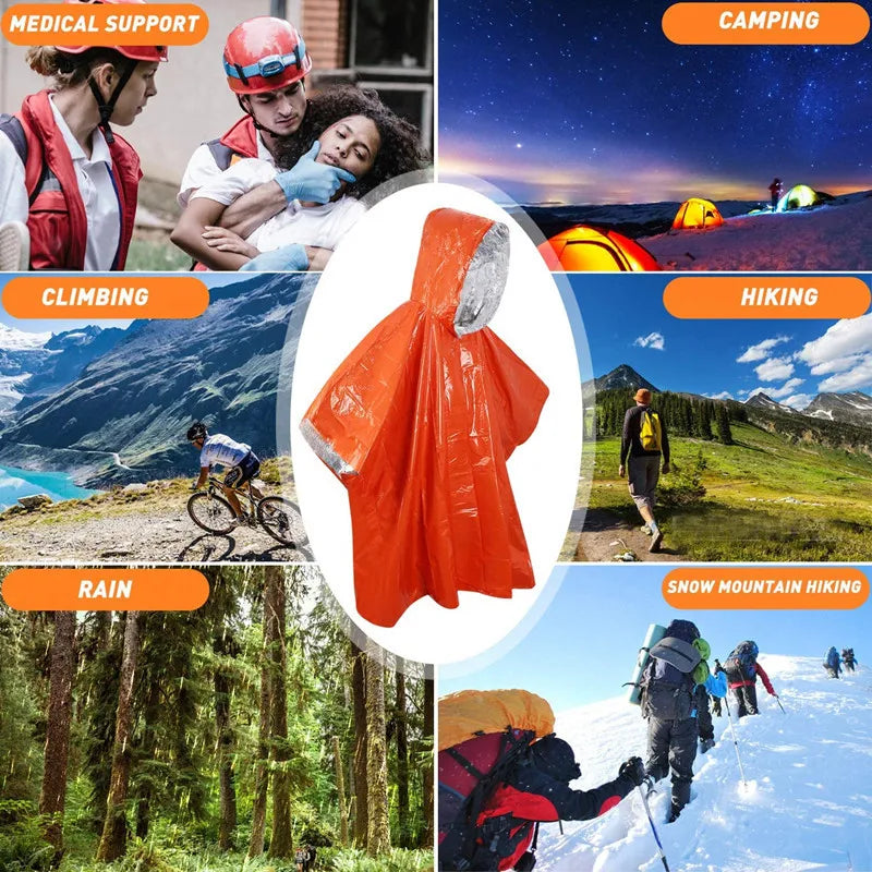 Emergency Survival Poncho – Waterproof Thermal Space Blanket