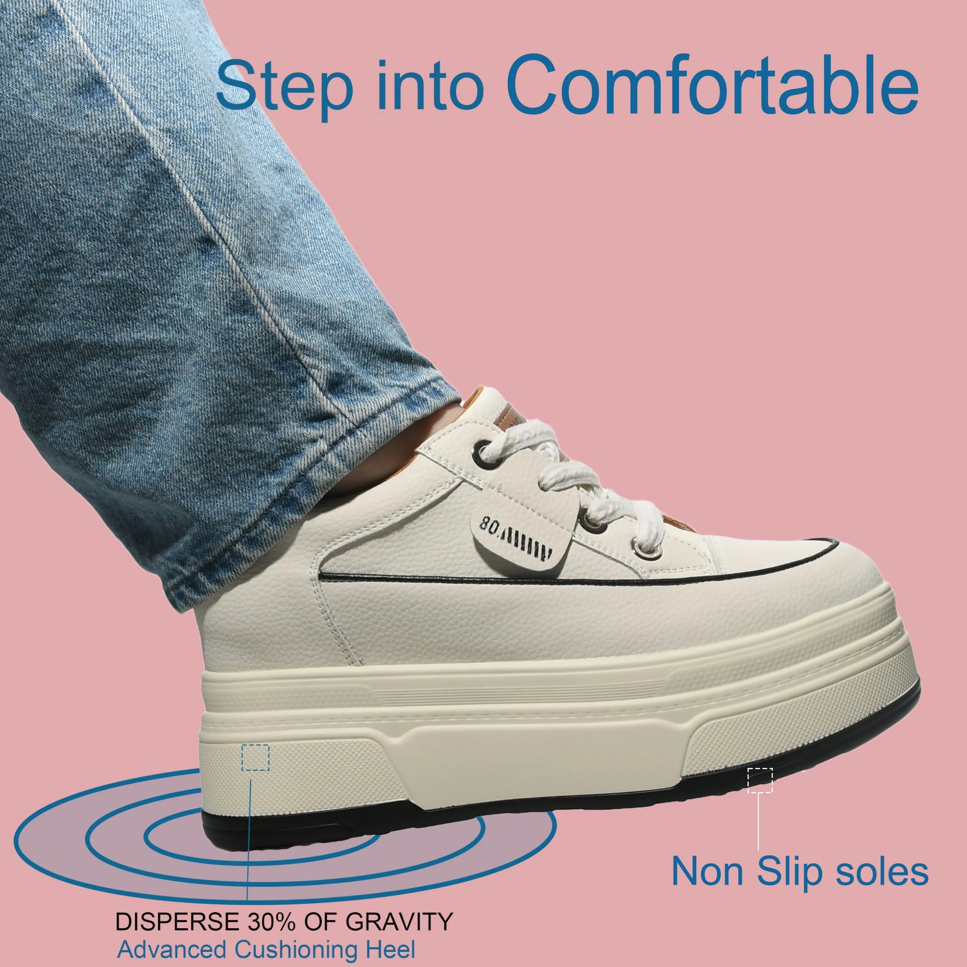 9cm Platform Leather Sneakers – Women’s Casual Vulcanized Shoes