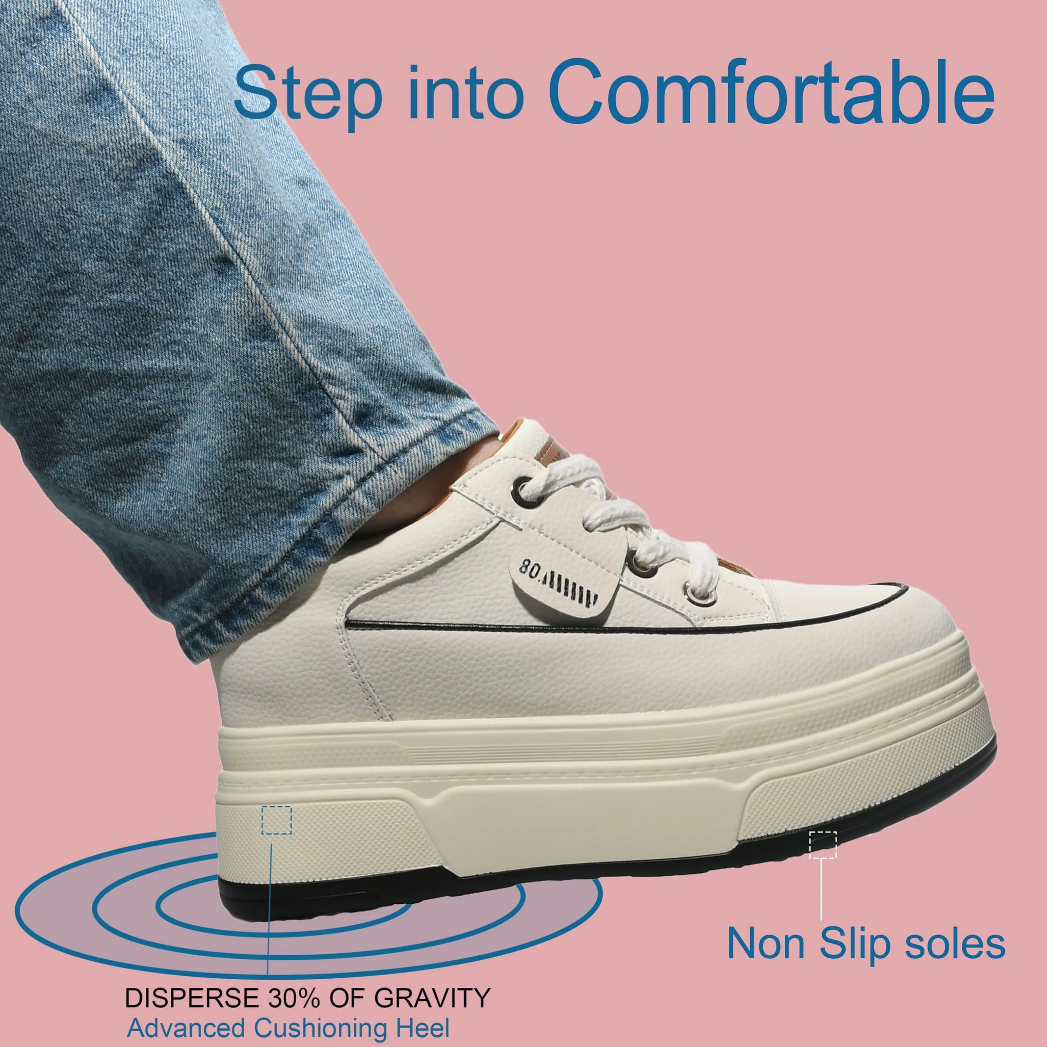 9cm Platform Leather Sneakers – Women’s Casual Vulcanized Shoes