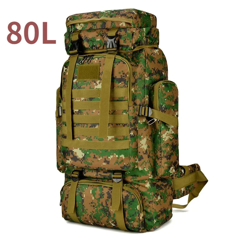 80L/100L Tactical Mountaineering Backpack – Large Outdoor Hiking & Camping Bag