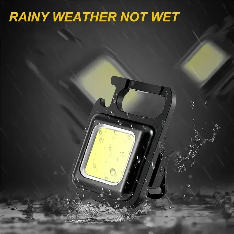 Portable COB LED Keychain Flashlight – USB Rechargeable Mini Aluminum Work Light