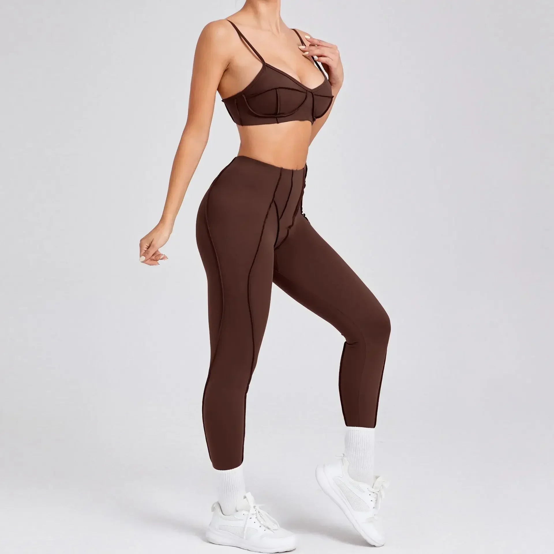 Seamless Yoga Set – High-Waist Leggings & Backless Sports Bra