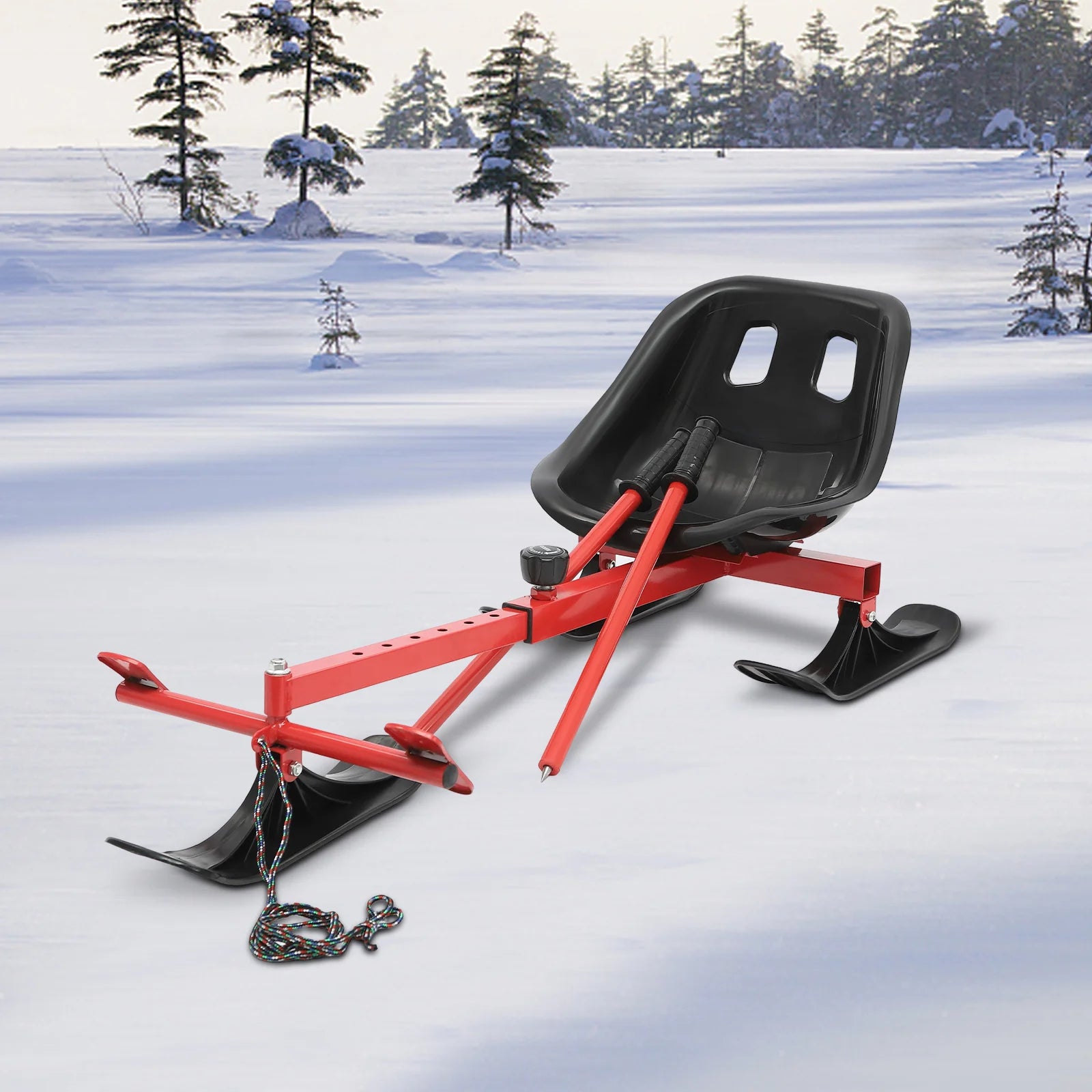 Snow Racer PE Triangular Ski Scooter – Red & Black, Ages 3+