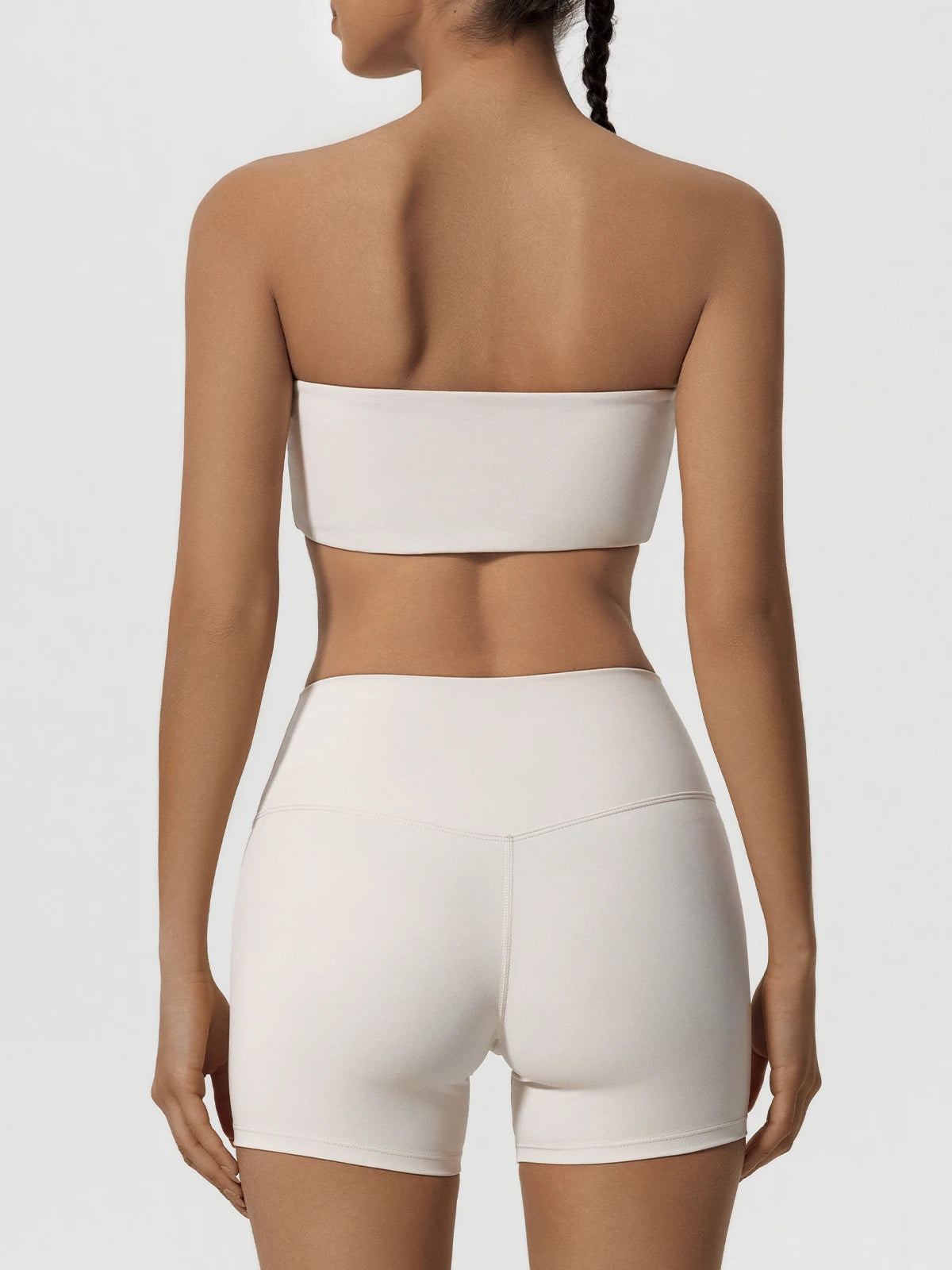 Two-Piece Women’s Fitness Set – Strapless Sports Bra & Gym Crop Top