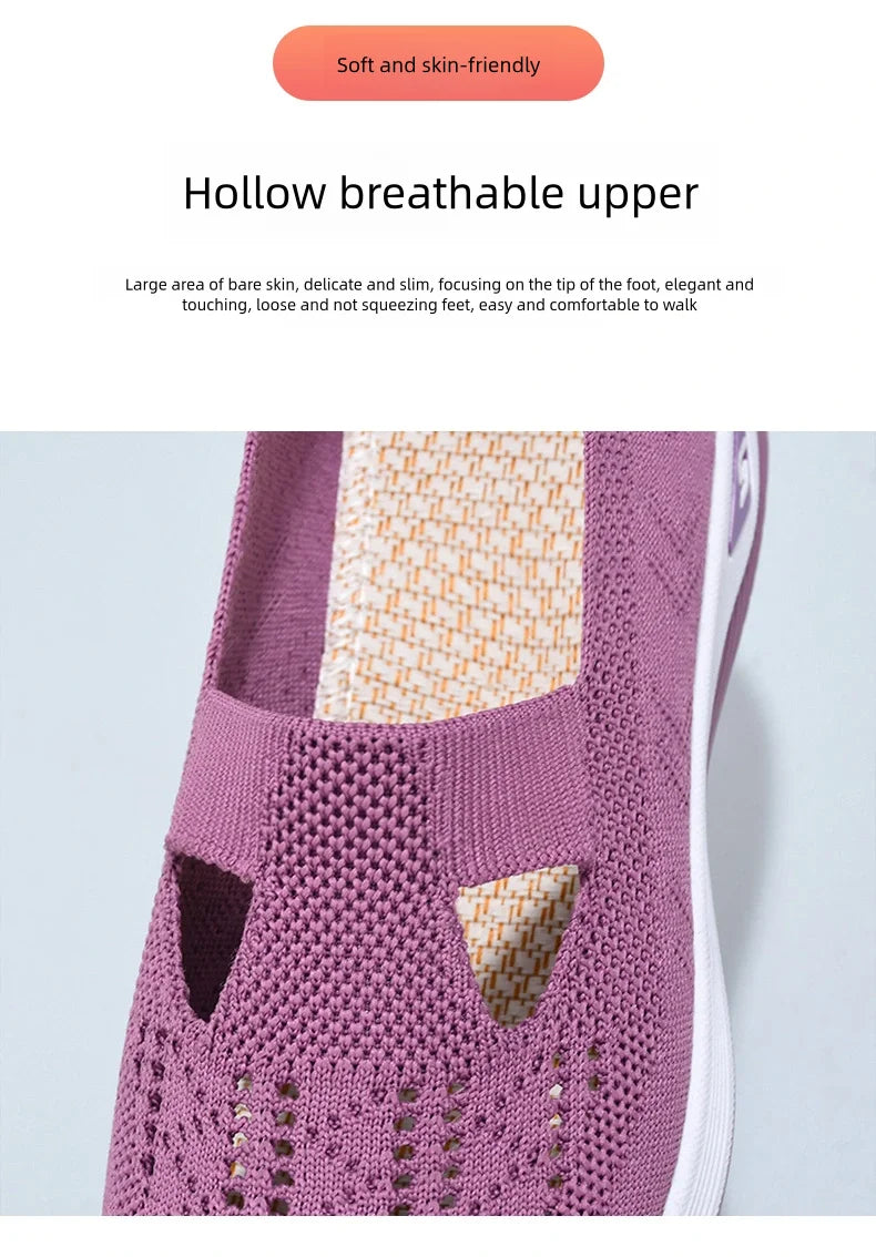 Women’s Solid Color Breathable Sneakers – Low-Top Casual Shoes