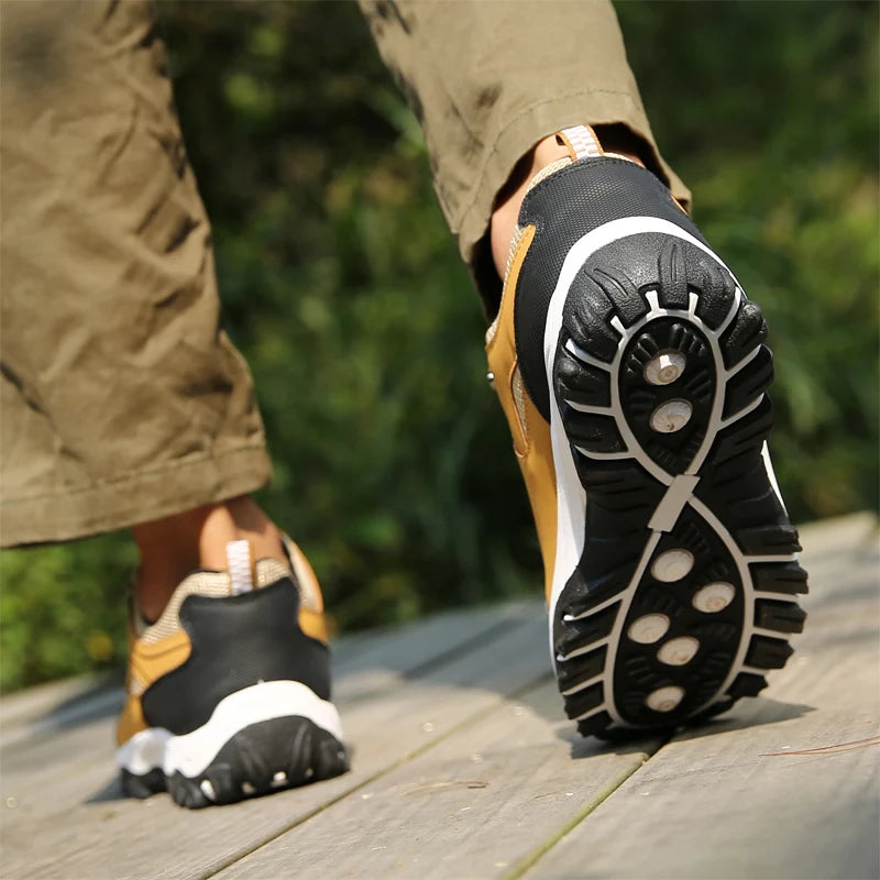 Men’s Leather Casual Sneakers – Lightweight Walking Shoes