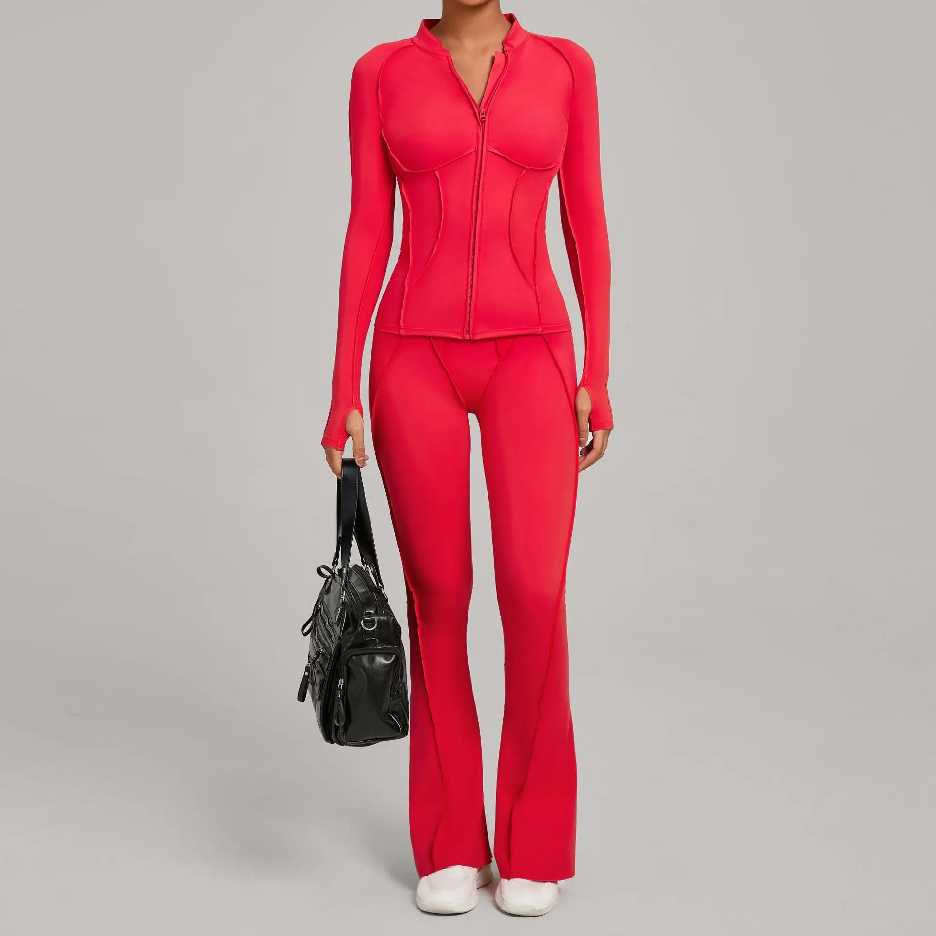 Seamless Yoga Set – High-Waist Leggings & Backless Sports Bra