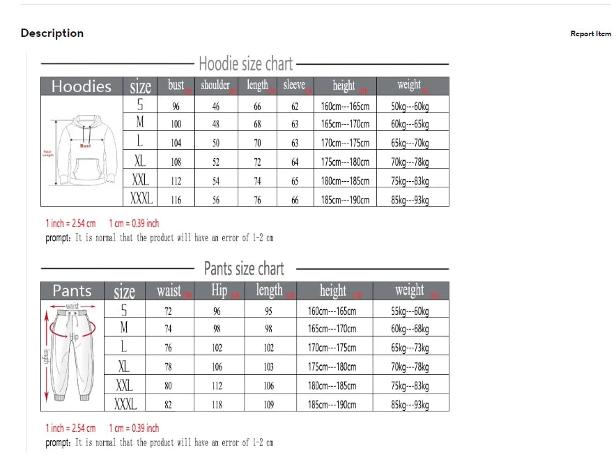 Men’s Fashion Print Tracksuit – Zipper Hoodie & Sweatpants Set