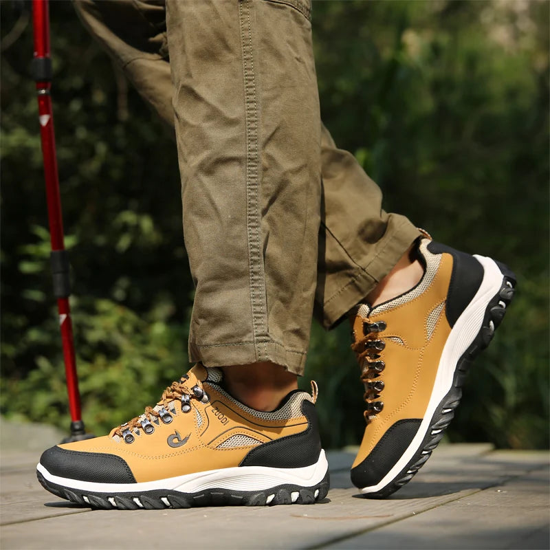 Men’s Leather Casual Sneakers – Lightweight Walking Shoes