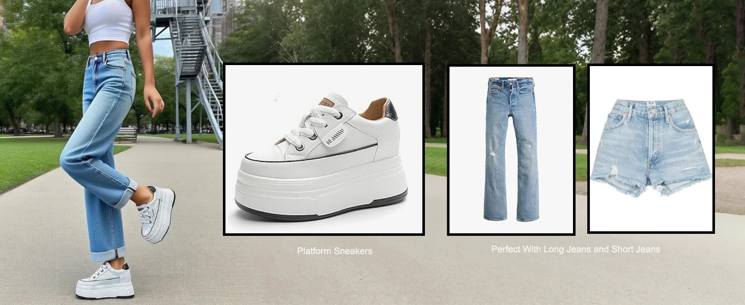 9cm Platform Leather Sneakers – Women’s Casual Vulcanized Shoes