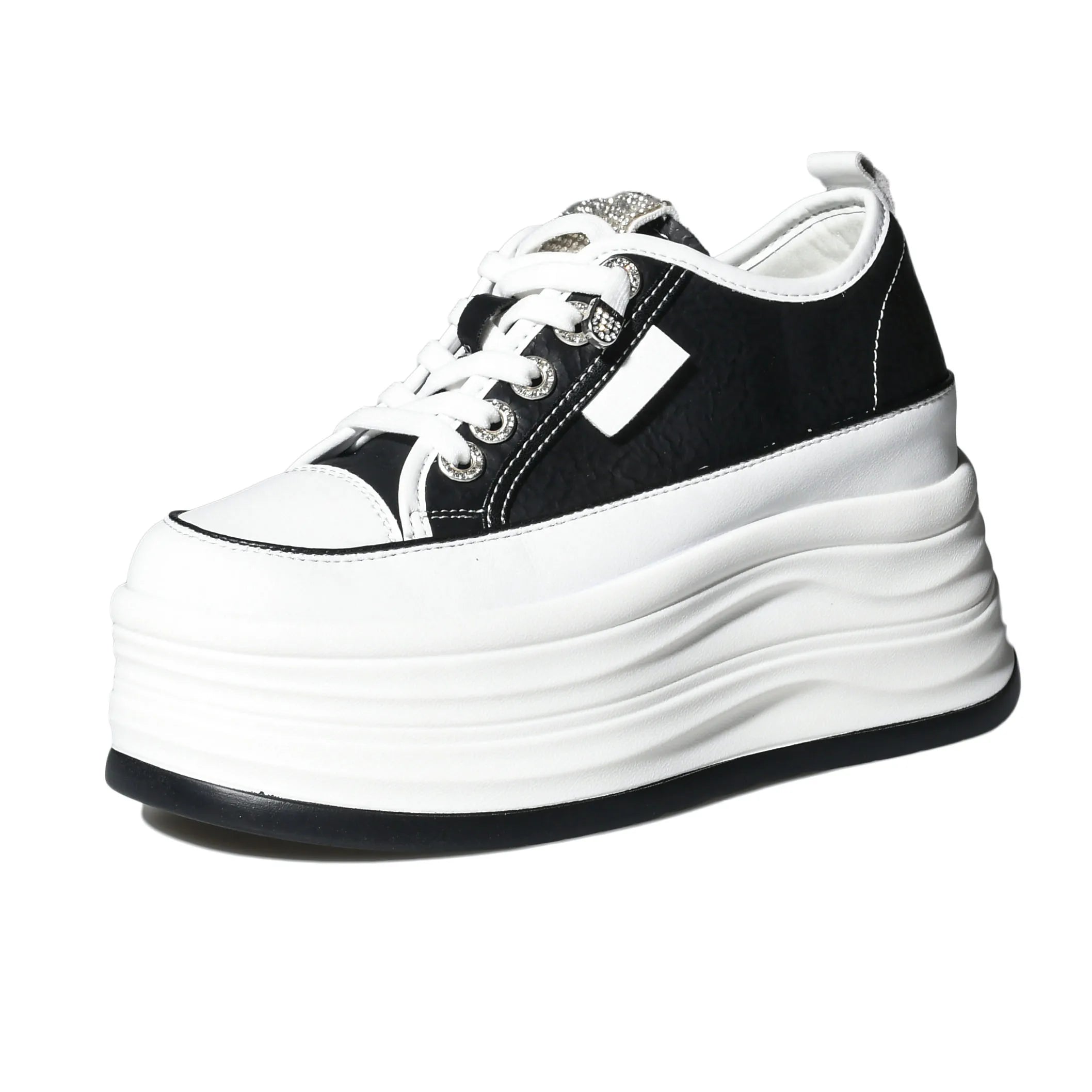 9cm Platform Leather Sneakers – Women’s Casual Vulcanized Shoes