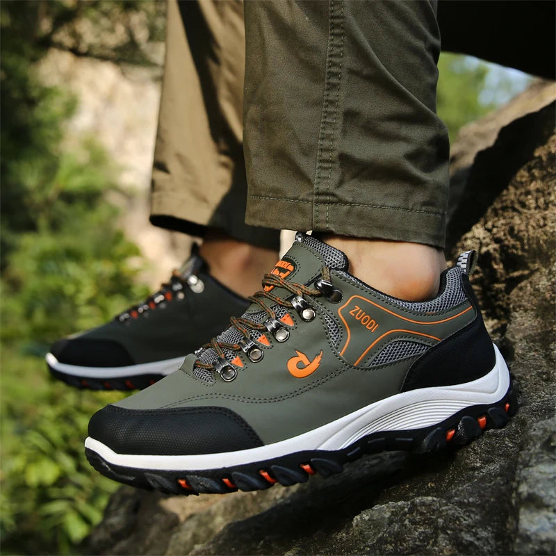 Men’s Leather Casual Sneakers – Lightweight Walking Shoes