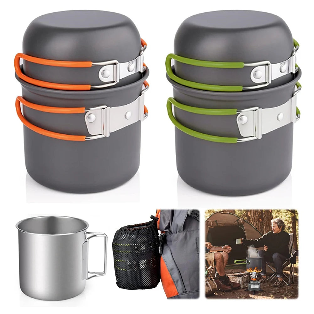 Camping Cookware Mess Kit – Portable Mini Stove & Tableware Set