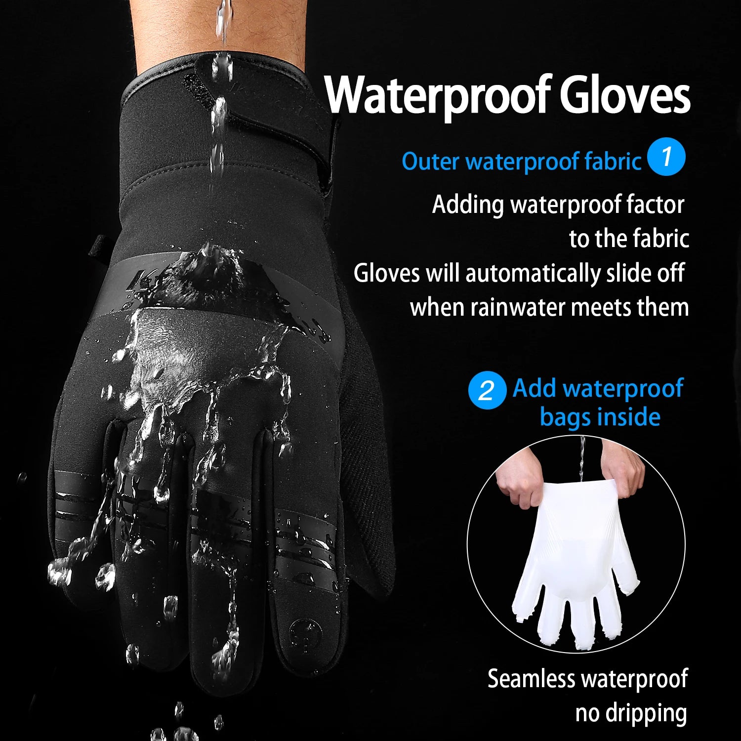 3M Black Winter Gloves – Waterproof & Touchscreen Outdoor Sports Gloves