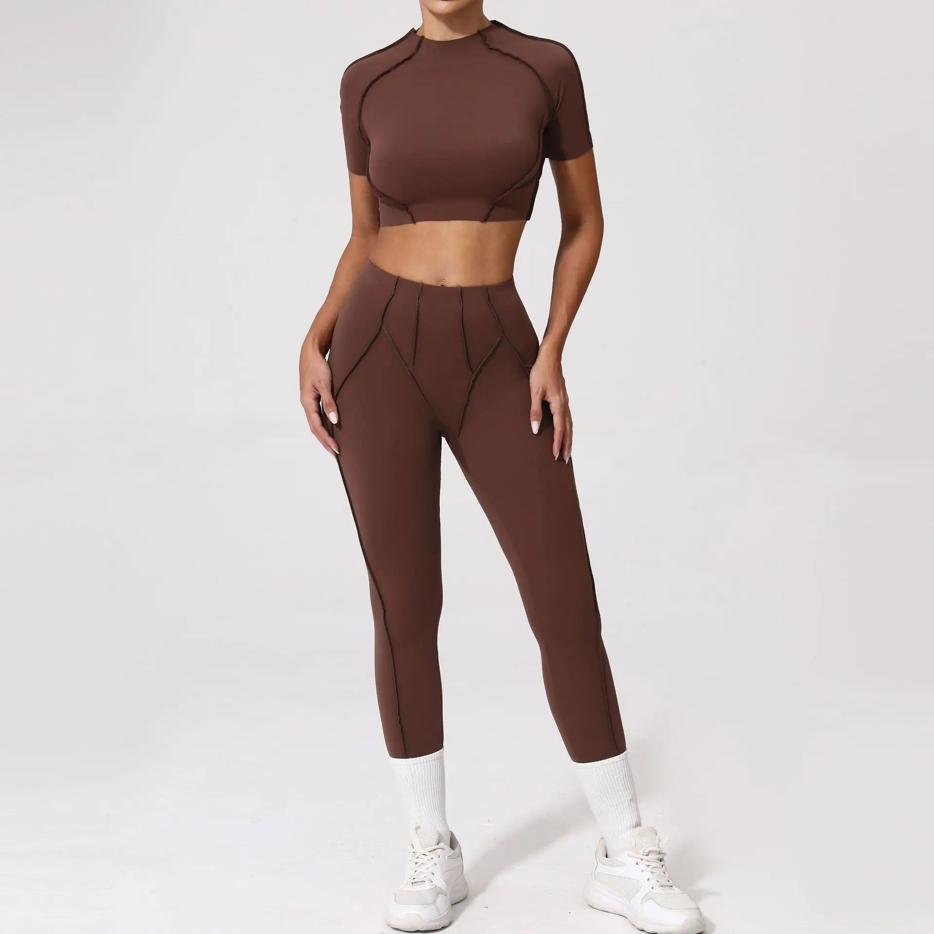 Seamless Yoga Set – High-Waist Leggings & Backless Sports Bra