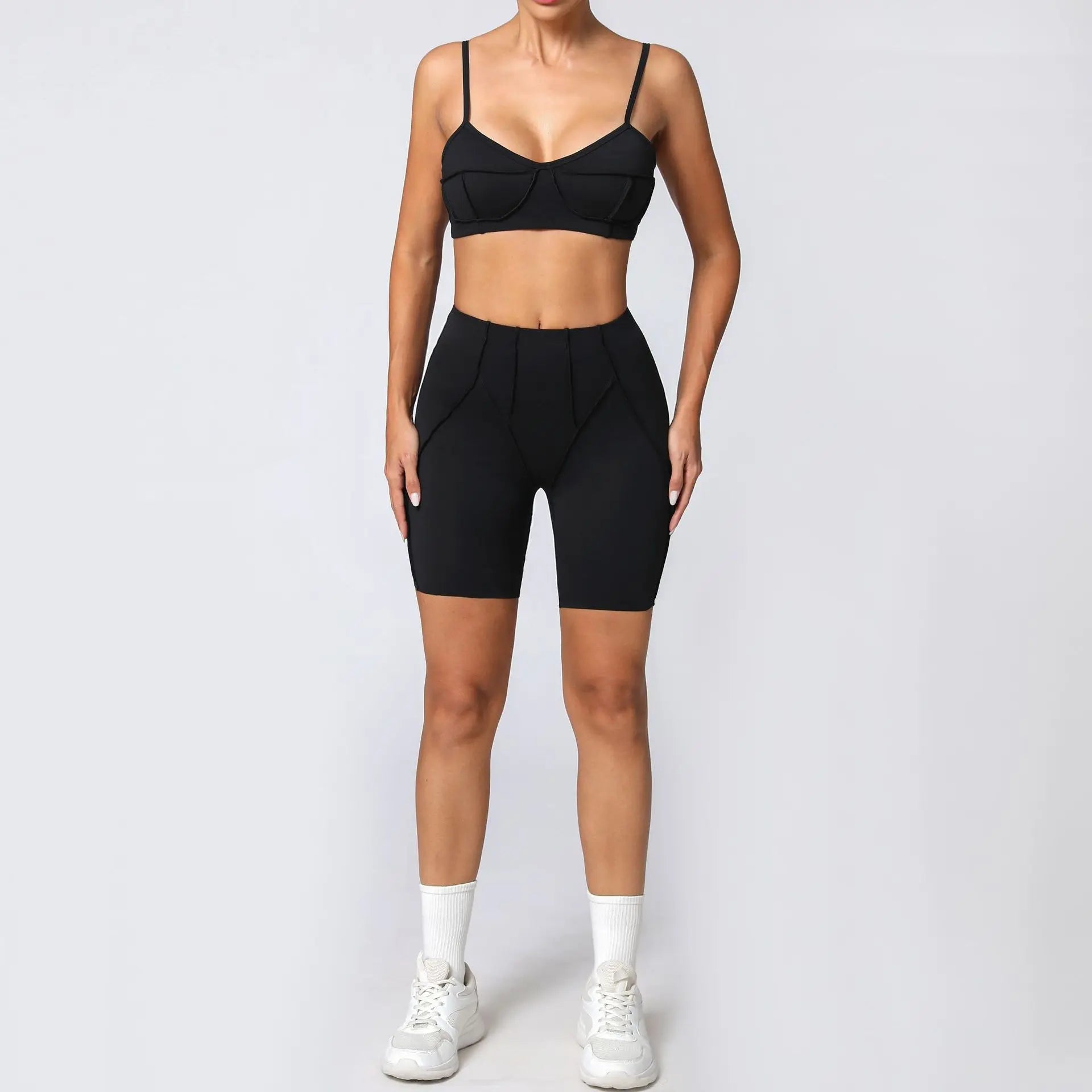 Seamless Yoga Set – High-Waist Leggings & Backless Sports Bra