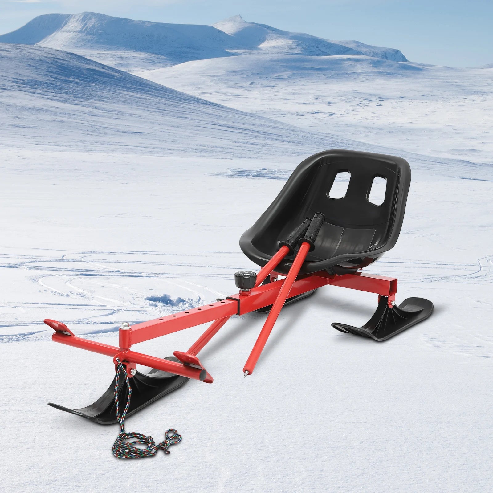Snow Racer PE Triangular Ski Scooter – Red & Black, Ages 3+